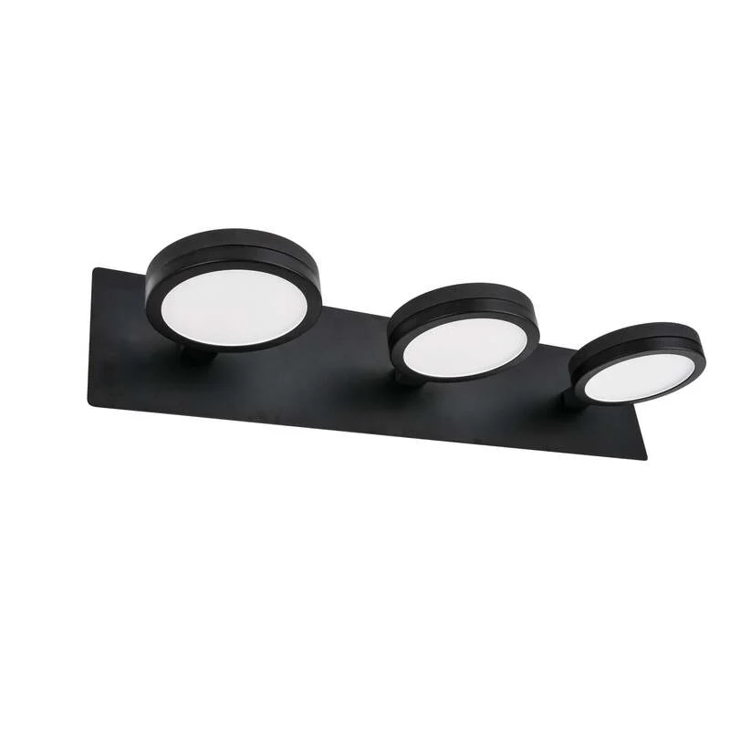 B-Ware LIGHTME Wandleuchte Aqua 3-flammig LED Lampe schwarz dimmbar IP44 50cm