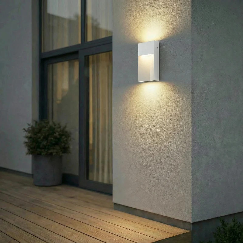 B-Ware Lucande Außenwandleuchte LED Kaholo CCT Aluminium IP44 hellgrau eckig 30cm 15cm
