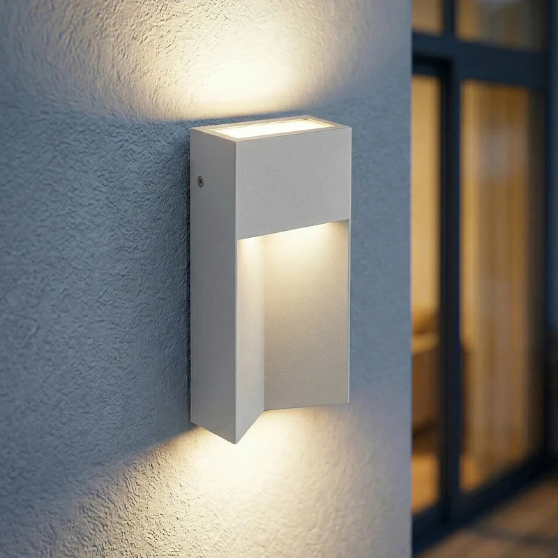 B-Ware Lucande Außenwandleuchte LED Kaholo CCT Aluminium IP44 hellgrau eckig 30cm 15cm