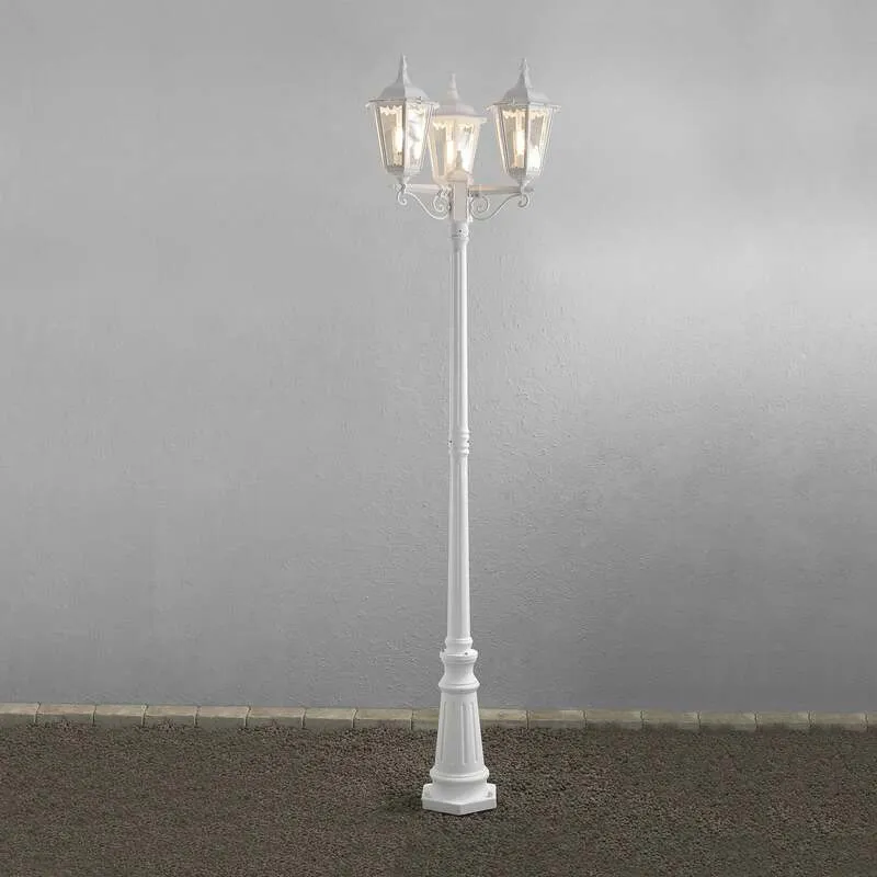 B-Ware Konstsmide Mastleuchte Firenze 3-flammig E27 weiß 220 cm Aluminium Glas