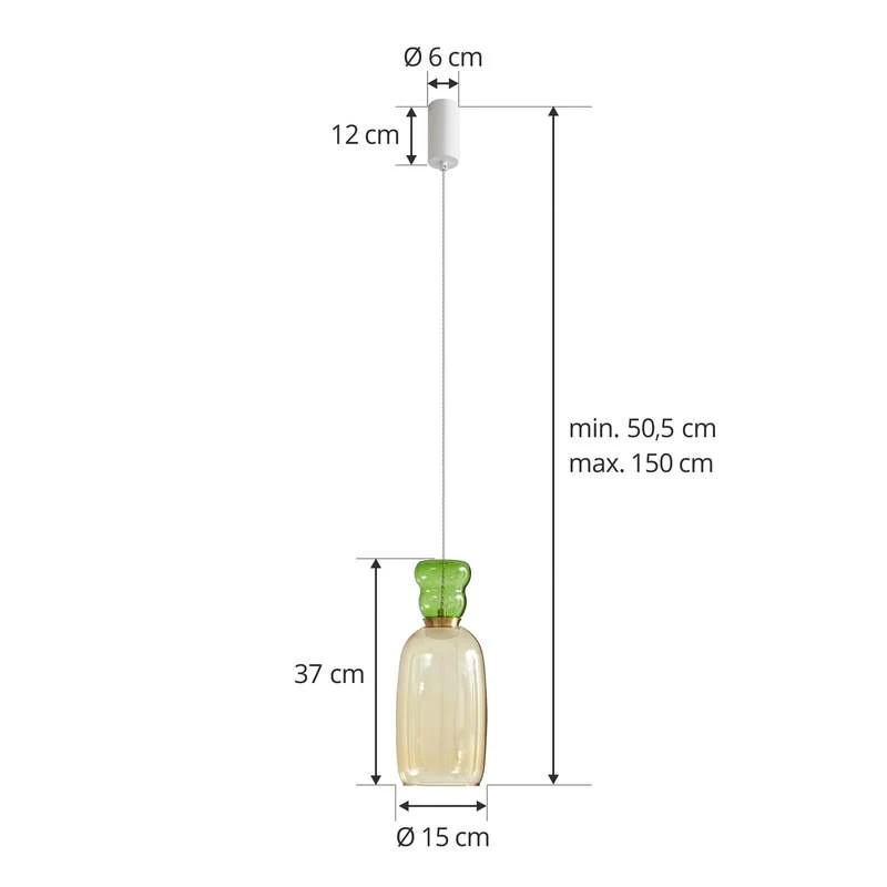 B-Ware Lucande Hängelampe Hängeleuchte Fay LED Pendelleuchte Lampe gelb grün Ø 15 cm