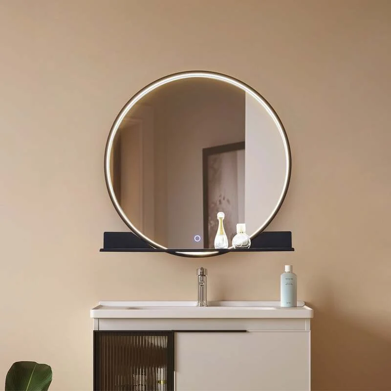B-Ware Lucande Spiegel Badspiegel LED Ablage Aluminium Glas schwarz CCT Beleuchtung Mir