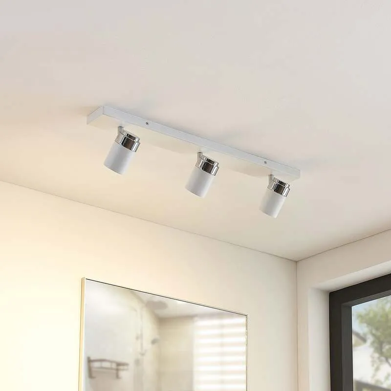 B-Ware Lindby Deckenleuchte Strahler Kardo LED Lampe dimmbar IP44 chrom weiß 3-flammig