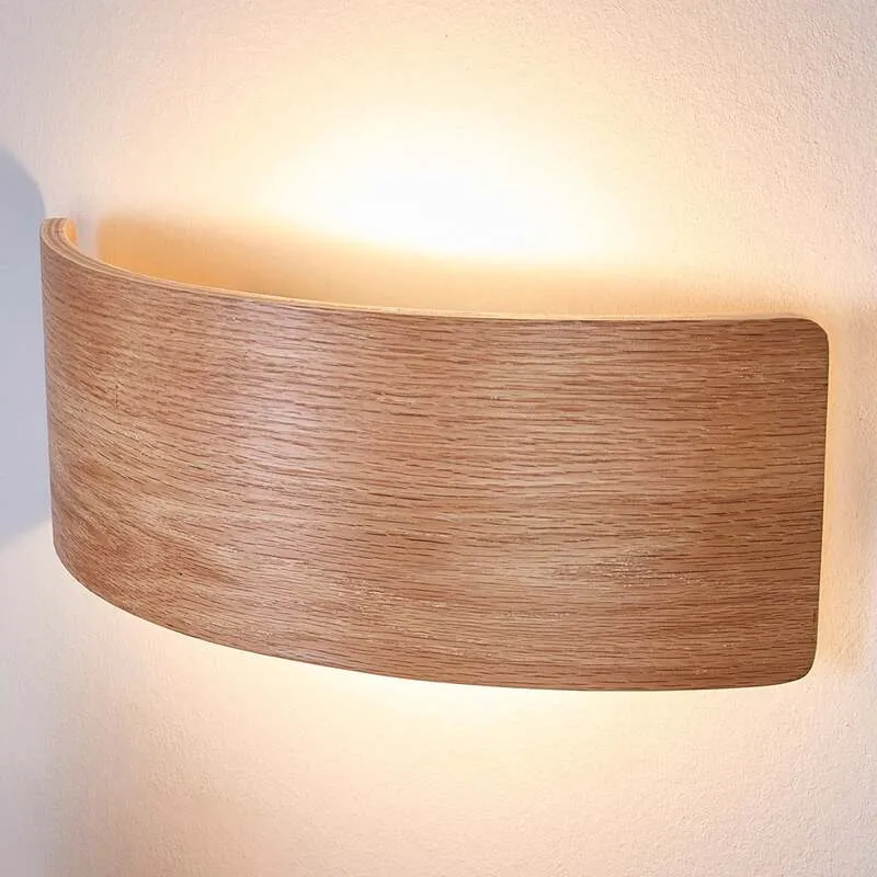 B-Ware Lindby Wandleuchte Holz Rafailia LED Wandlampe Leuchte warmweiß dunkelbraun 33cm