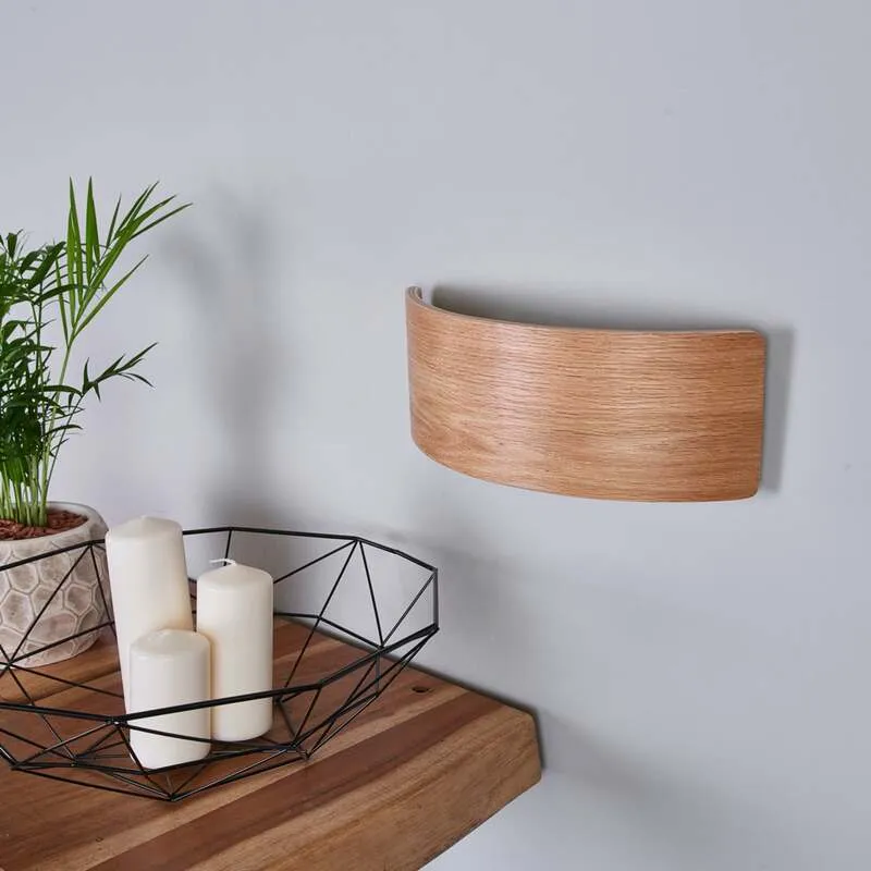 B-Ware Lindby Wandleuchte Holz Rafailia LED Wandlampe Leuchte warmweiß dunkelbraun 33cm