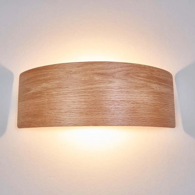 B-Ware Lindby Wandleuchte Holz Rafailia LED Wandlampe Leuchte warmweiß dunkelbraun 33cm