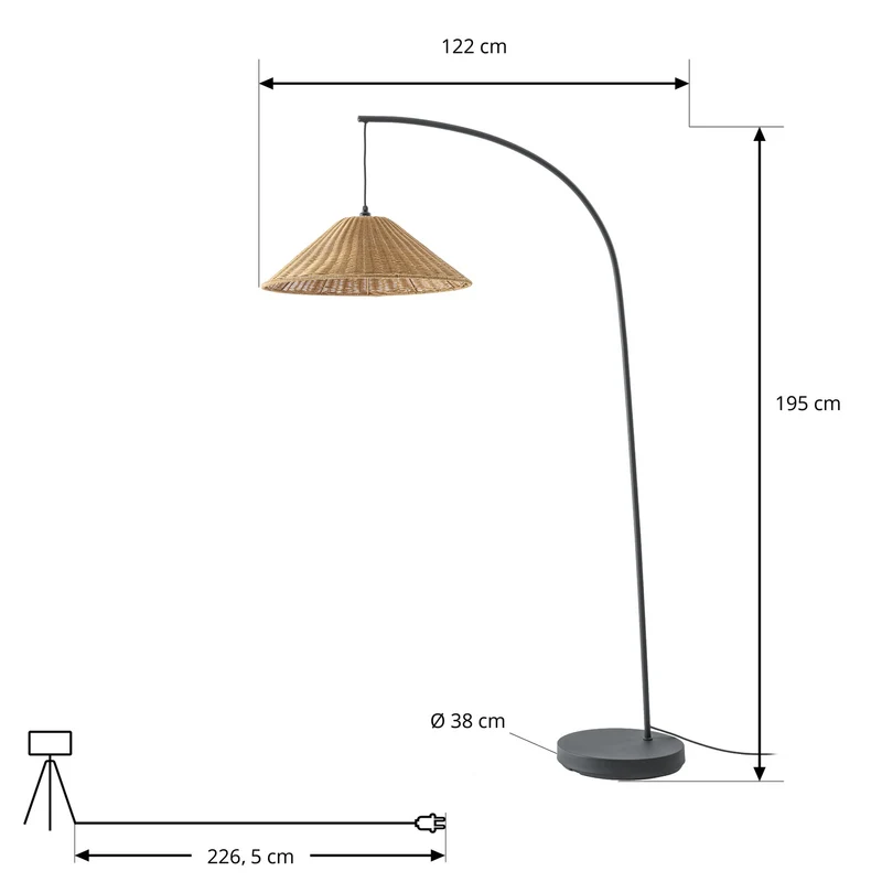 B-Ware Lucande Außenstehlampe Taniola Rattan Lampe Leuchte LED 195cm IP44 Braun