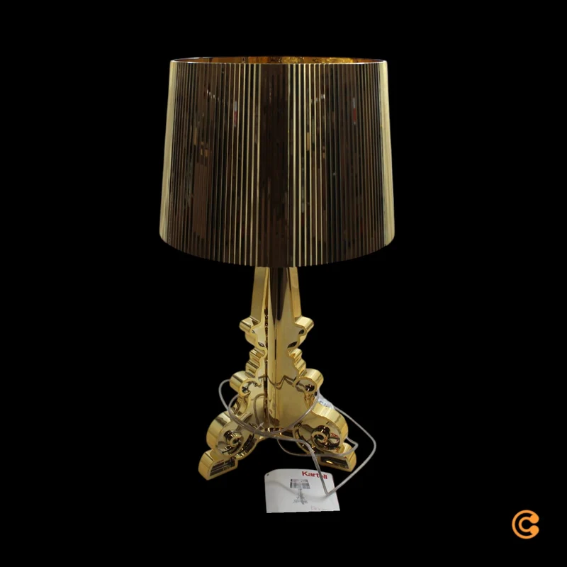 B-Ware Kartell Tischleuchte Lampe Bourgie LED Gold Schalter Dimmer Höhenverstellbar