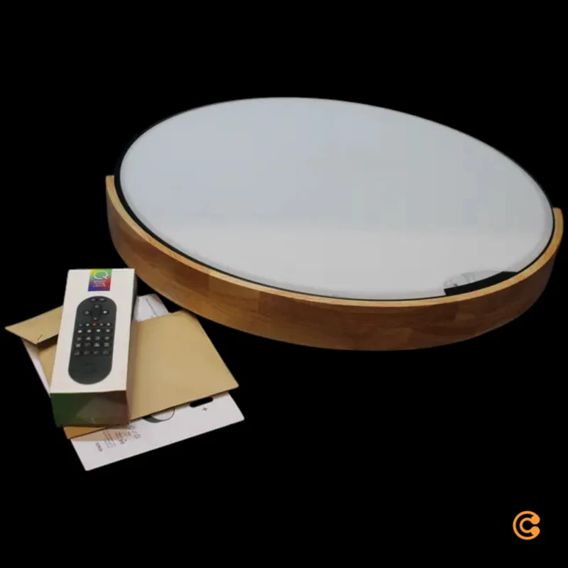C-Ware Q Smart Home Deckenlampe Deckenleuchte LED schwarz eiche Holz Q BILA Wohnzimmer