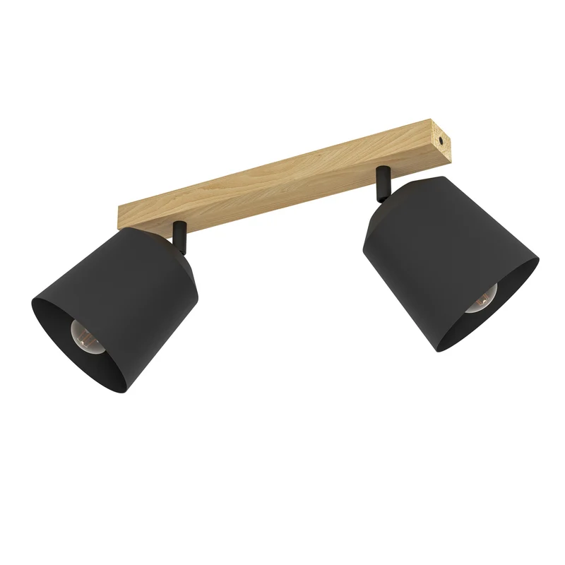 B-Ware EGLO Cotorro Deckenstrahler 2-flammig Holz Stahl dimmbar bewegliche Schirme