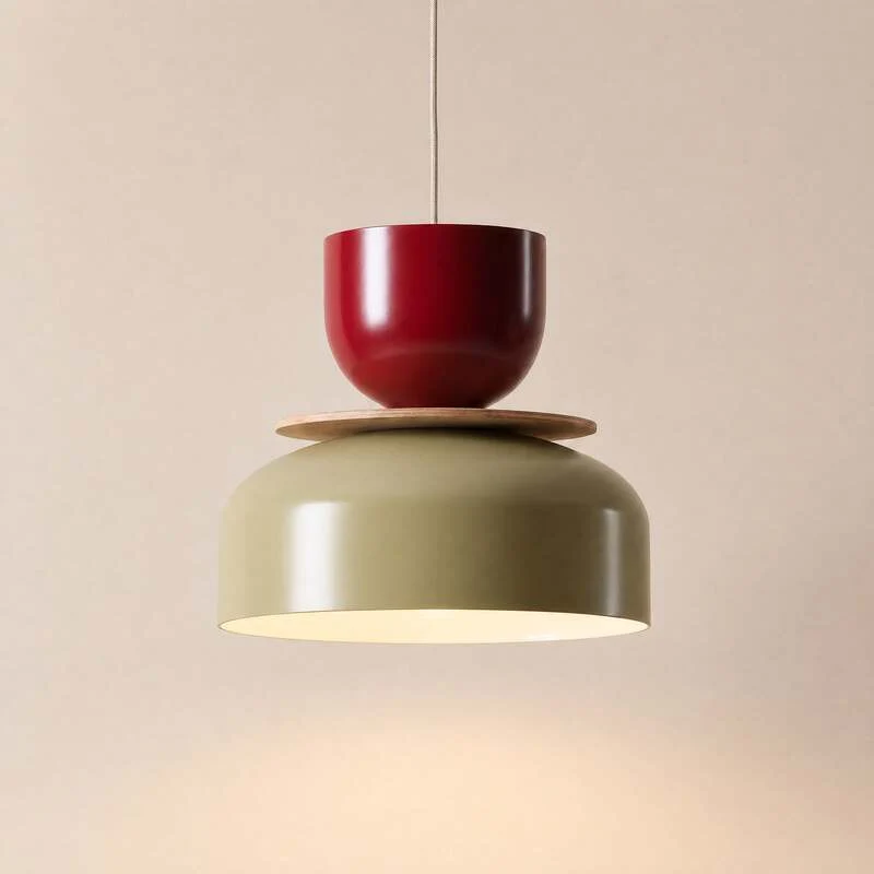 B-Ware Hängeleuchte Uto beige rot 30 cm dimmbar E27 Aldex Metall satiniert