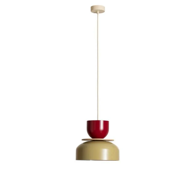 B-Ware Hängeleuchte Uto beige rot 30 cm dimmbar E27 Aldex Metall satiniert