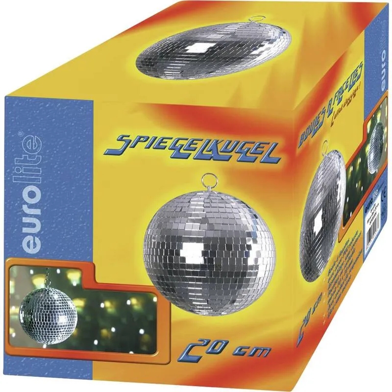 B-Ware Eurolite Spiegelkugel Discokugel 20cm Silberglänzend Kunststoffkern Spiegelkugel