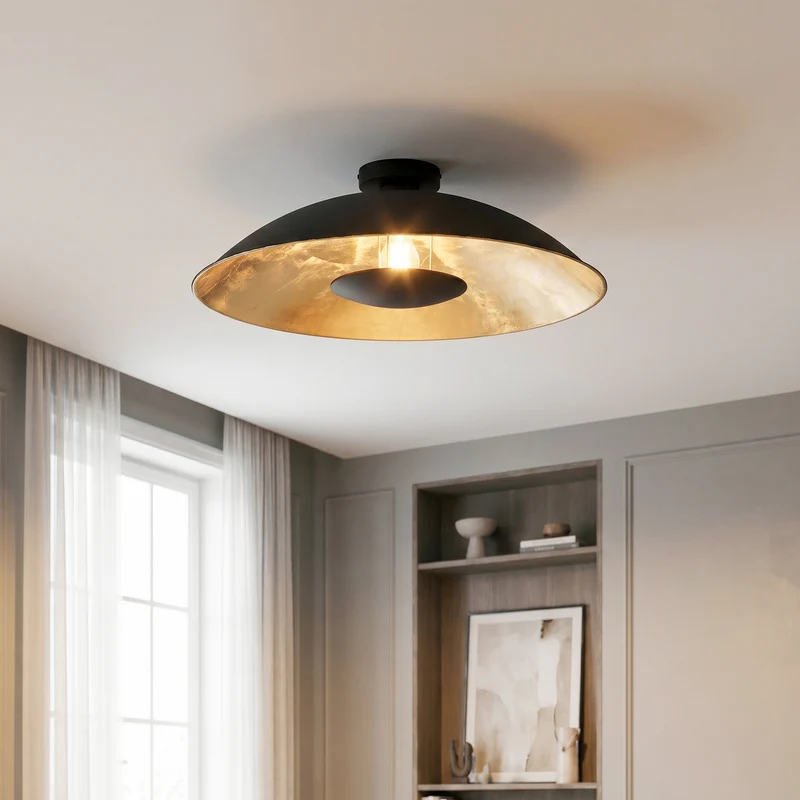 B-Ware Lindby Deckenlampe Emilienne LED Lampe Leuchte dimmbar schwarz gold Ø60cm 20cm