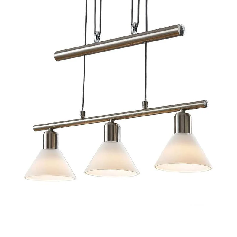B-Ware Lindby Pendellampe Hängeleuchte Delira LED dimmbar nickel 3-flg höhenverstellbar