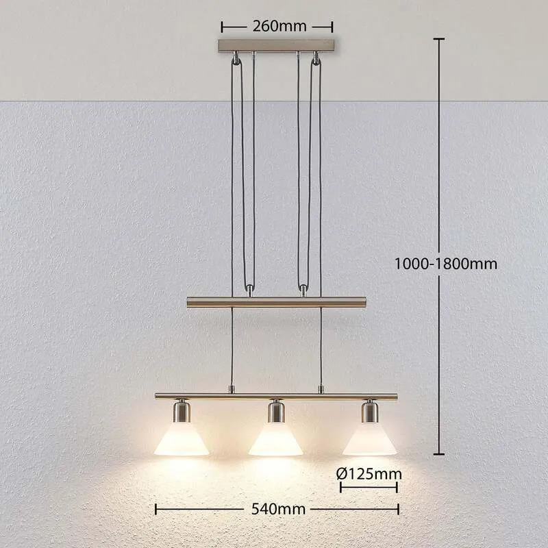B-Ware Lindby Pendellampe Hängeleuchte Delira LED dimmbar nickel 3-flg höhenverstellbar