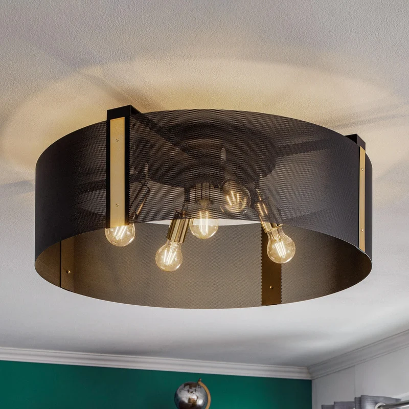 B-Ware Euluna Deckenleuchte Lampe Etro Beleuchtung schwarz gold Stahl Ø 70 cm E27 LED