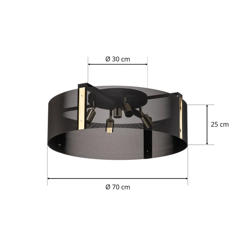 B-Ware Euluna Deckenleuchte Lampe Etro Beleuchtung schwarz gold Stahl Ø 70 cm E27 LED