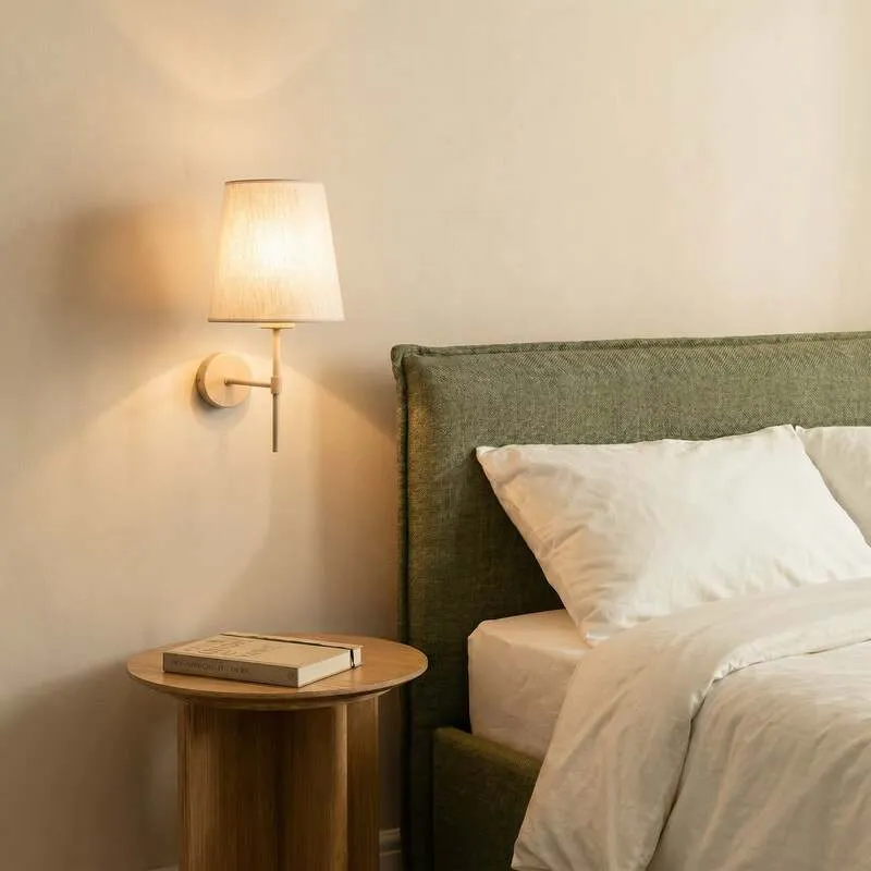 B-Ware TK-Lighting Wandlampe Elizabeth dimmbar E27 beige sand Leinen 39cm 1-flammig