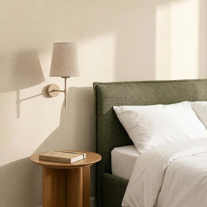 B-Ware TK-Lighting Wandlampe Elizabeth dimmbar E27 beige sand Leinen 39cm 1-flammig