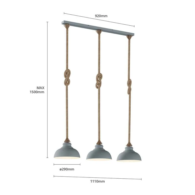 B-Ware Lindby Hängeleuchte Chaby 3-flammig LED Pendelleuchte dimmbar hellgrau 111cm