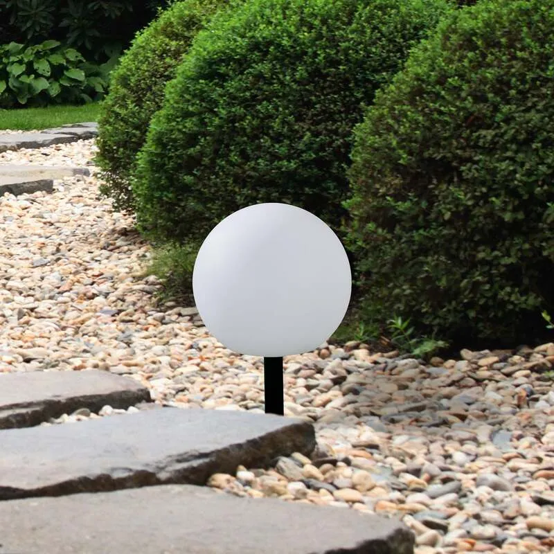 B-Ware Lindby LED Gartenlampe Außenleuchte Lago RGBW 3er Set Kugeln Erdspieß weiß 51cm