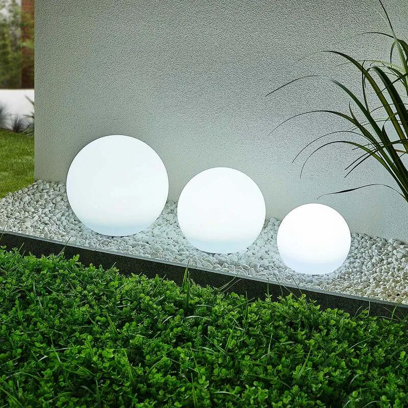 B-Ware Lindby LED Gartenlampe Außenleuchte Lago RGBW 3er Set Kugeln Erdspieß weiß 51cm