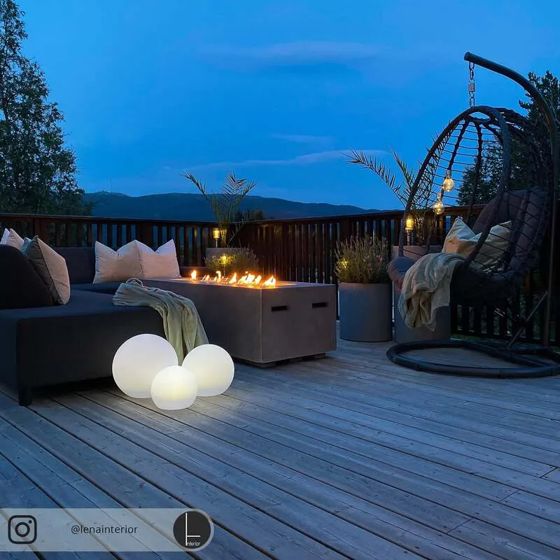 B-Ware Lindby LED Gartenlampe Außenleuchte Lago RGBW 3er Set Kugeln Erdspieß weiß 51cm