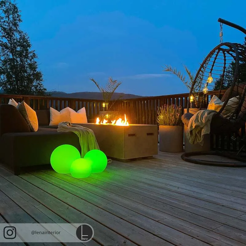 B-Ware Lindby LED Gartenlampe Außenleuchte Lago RGBW 3er Set Kugeln Erdspieß weiß 51cm
