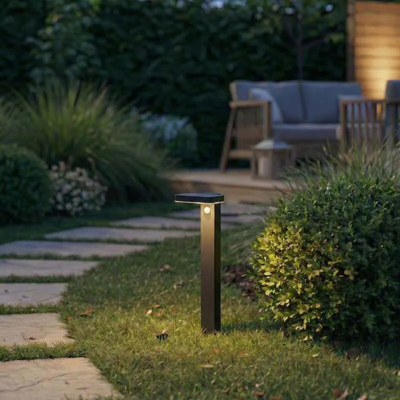 B-Ware Prios Wegeleuchte Gartenlampe LED Solarleuchte Sensor Tarlson schwarz 78,5 cm