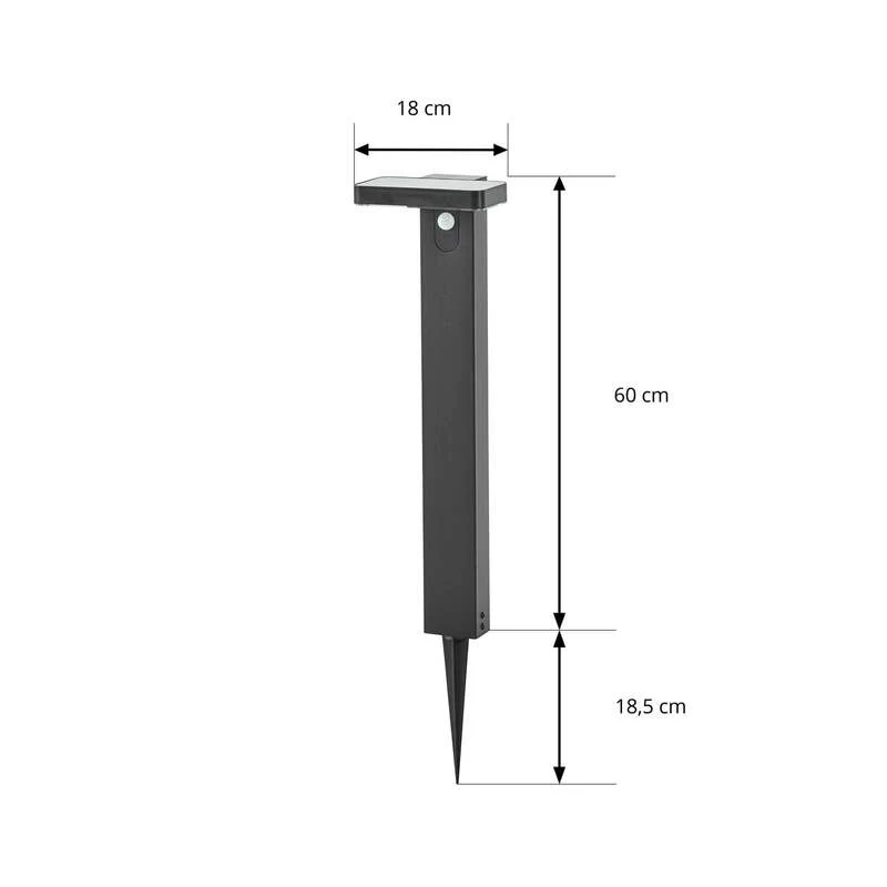 B-Ware Prios Wegeleuchte Gartenlampe LED Solarleuchte Sensor Tarlson schwarz 78,5 cm