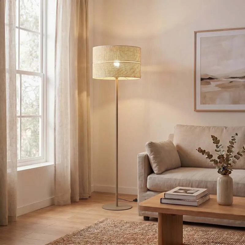 B-Ware Stehleuchte Calma beige Lampe Stehlampe LED Leuchte 159cm Höhe 50cm Fuß