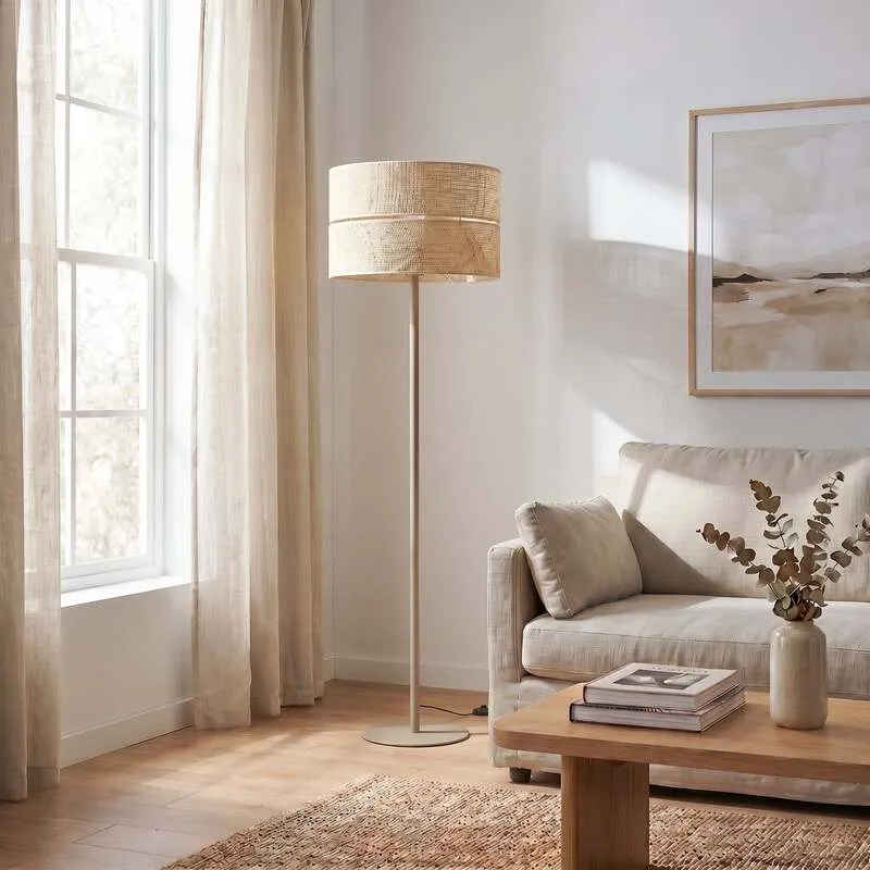 B-Ware Stehleuchte Calma beige Lampe Stehlampe LED Leuchte 159cm Höhe 50cm Fuß
