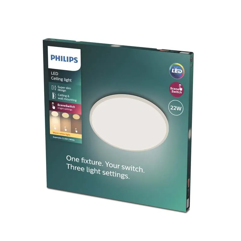 B-Ware Philips Deckenlampe LED Leuchte Superslim warmweiß dimmbar Ø 42,5 cm weiß 2700K