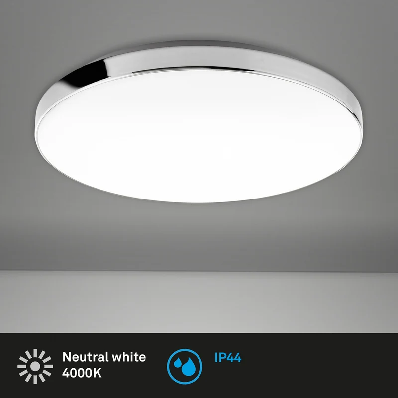B-Ware Briloner Deckenlampe Deckenleuchte LED Lampe Leuchte chrom/weiß Ø35,5cm IP44
