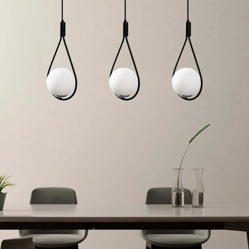 B-Ware Hängeleuchte Mudoni MR-939 3-flg linear schwarz Opalglas dimmbar 70 cm