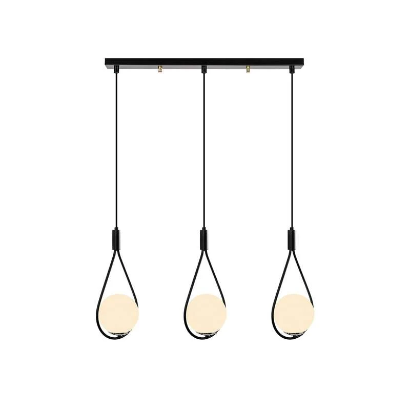 B-Ware Hängeleuchte Mudoni MR-939 3-flg linear schwarz Opalglas dimmbar 70 cm