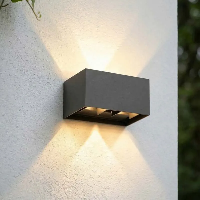 B-Ware Lindby Außenwandleuchte Nivar LED Wandleuchte Gartenlampe schwarz 20cm IP54