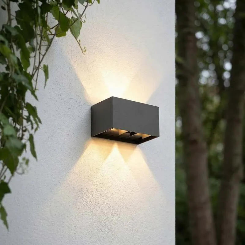 B-Ware Lindby Außenwandleuchte Nivar LED Wandleuchte Gartenlampe schwarz 20cm IP54