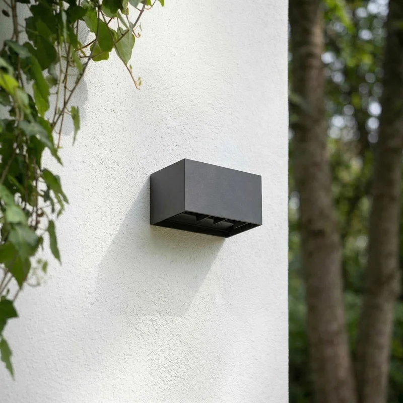 B-Ware Lindby Außenwandleuchte Nivar LED Wandleuchte Gartenlampe schwarz 20cm IP54