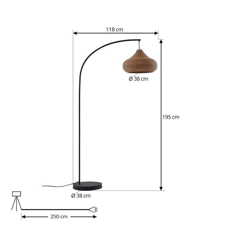 B-Ware Lucande Außenstehleuchte Gartenlampe Taniola Rattanleuchte beige 195cm IP44