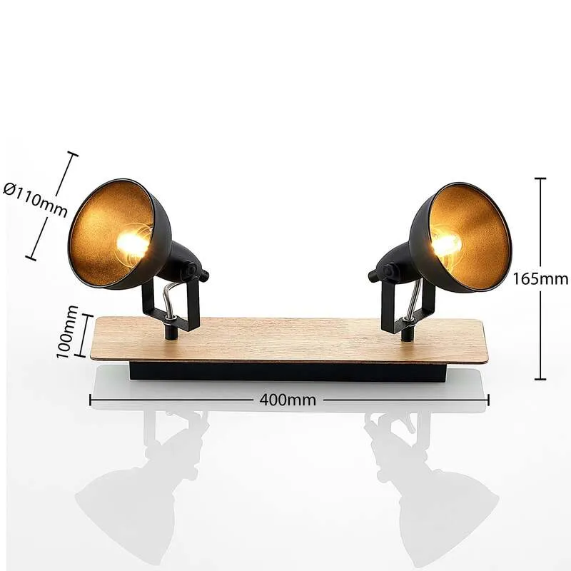 B-Ware Lindby Deckenlampe Aylis 2-flg 40 cm schwarz Holz E14 drehbar schwenkbar