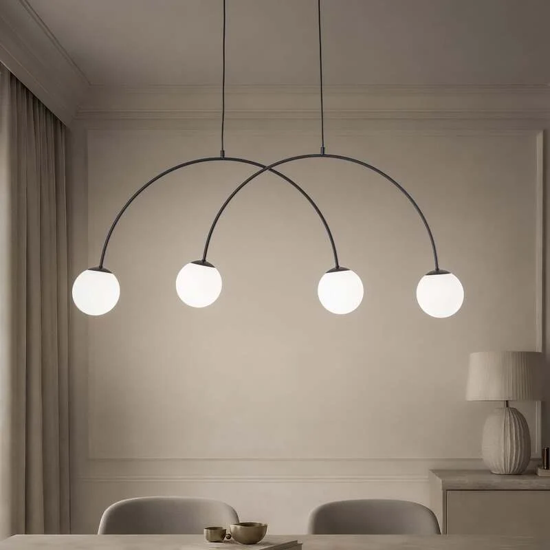 B-Ware Hängeleuchte Nova Pendelleuchte 4-flammig LED dimmbar schwarz weiß 120x15cm