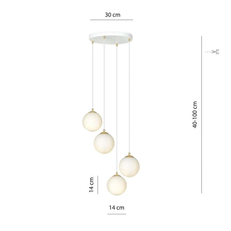 B-Ware Hängeleuchte Royal 4-flg opalweiß/weiß Glas E14 dimmbar 100cm max Abhängung