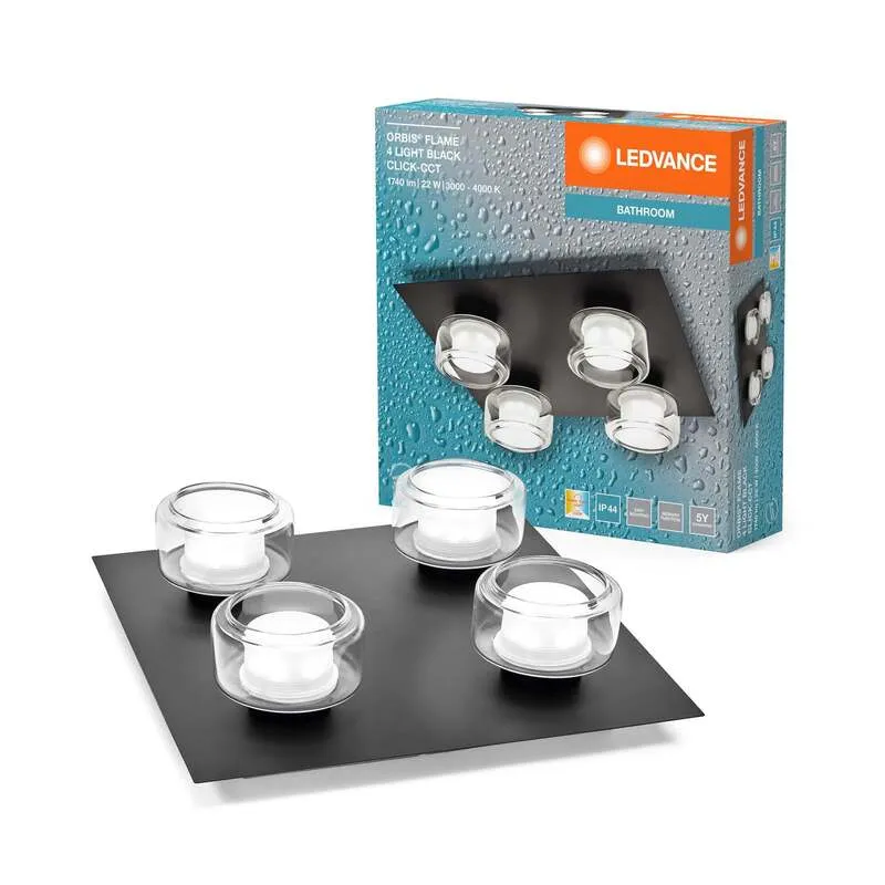 B-Ware LEDVANCE LED-Deckenleuchte Orbis Flame schwarz 4-fl IP44 1740lm 3000K-4000K