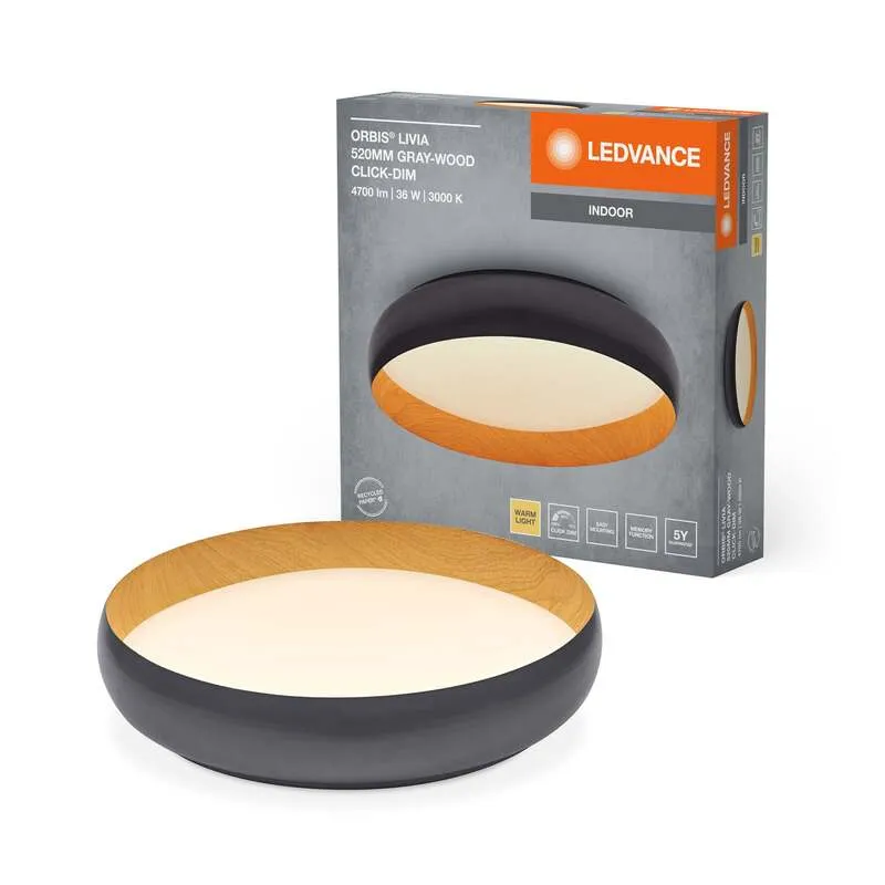 B-Ware LEDVANCE Deckenleuchte Orbis Livia LED Lampe dimmbar grau Ø52cm Metall 36W