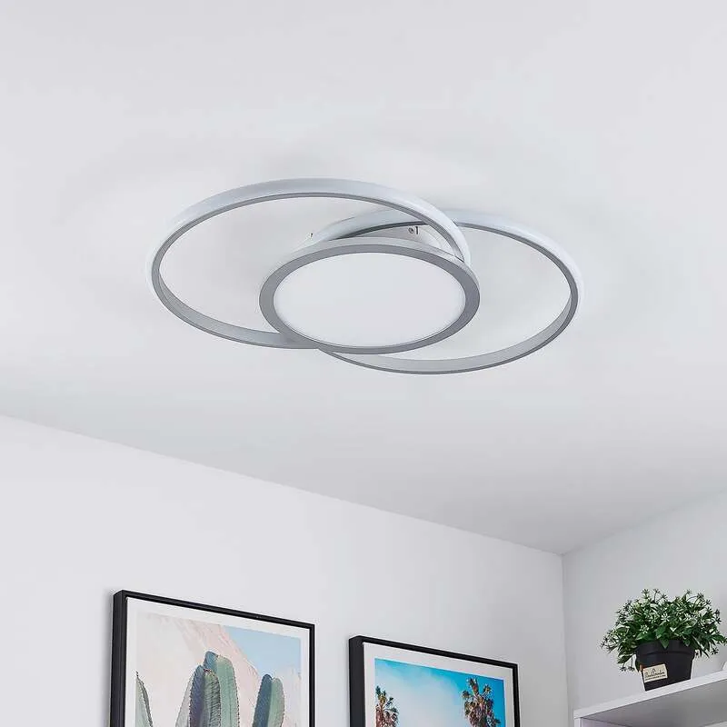B-Ware Lucande Deckenlampe LED Senne dimmbar silber Aluminium 63cm Leuchte Licht