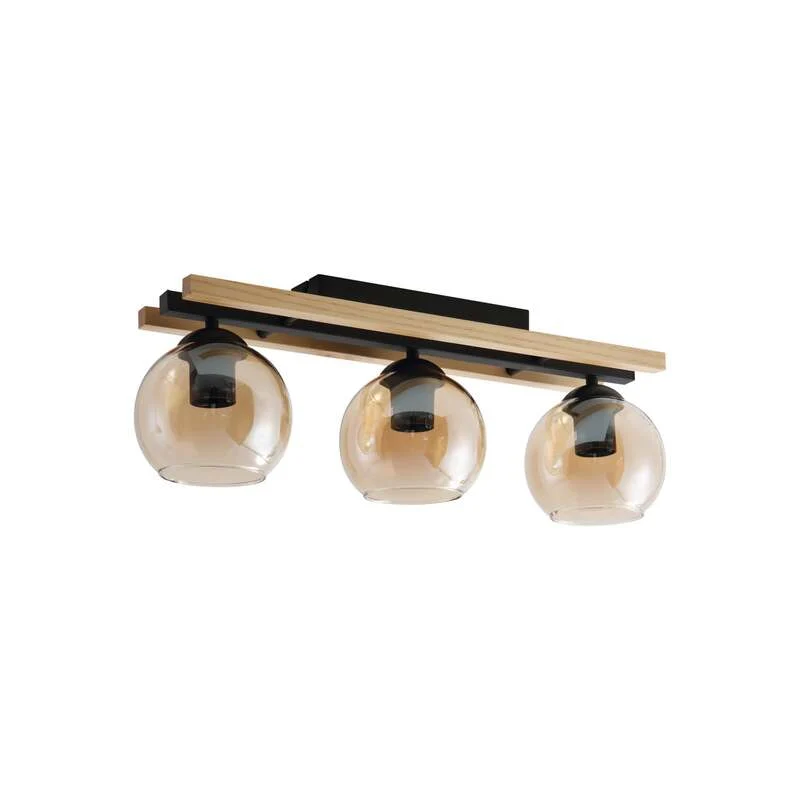 B-Ware Lindby Deckenlampe Enrique LED 3-flammig Hängeleuchte Lampe amber Holz Glas