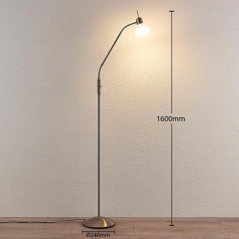 B-Ware Lindby Stehlampe Gwendolin LED Stehleuchte verstellbar Glas alabaster nickel