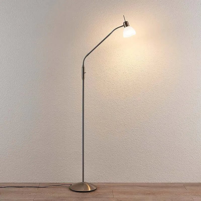 B-Ware Lindby Stehlampe Gwendolin LED Stehleuchte verstellbar Glas alabaster nickel